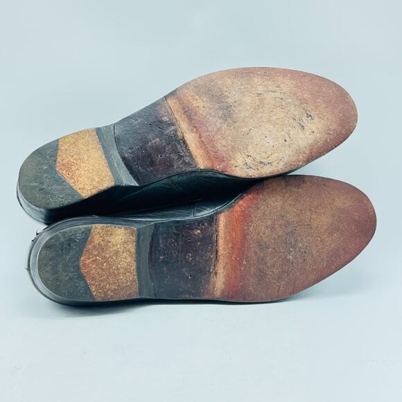 Magnanni Shoes Mens 8 Brown Leather Lizard Front Loafers Vintage Slip On Dress - Picture 9 of 12